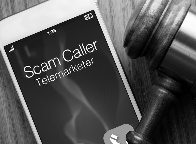 Spam Caller Calling Phone with Gavel